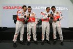 Gary Paffett, Fernando Alonso, Lewis Hamilton und Pedro de la Rosa 