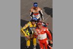 Siegerehrung mit  Loris Capirossi, Valentino Rossi und Daniel Pedrosa