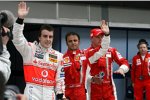 Fernando Alonso (McLaren-Mercedes), Felipe Massa und Kimi Räikkönen (Ferrari)