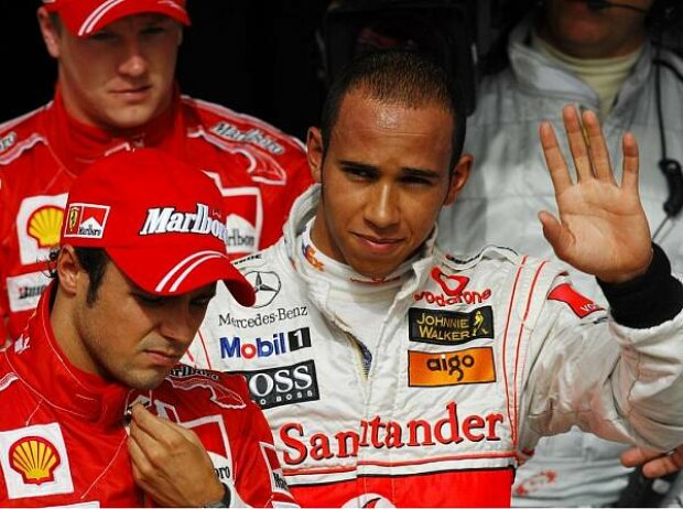 Titel-Bild zur News: Felipe Massa, Lewis Hamilton und Kimi Räikkönen
