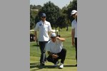 Nick Heidfeld (BMW Sauber F1 Team), Golf-Spielfer Jose Manuel Lara und Segler Mark Bradford im Golfklub El Bosque in Valencia