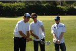 Golf-Spielfer Jose Manuel Lara, Segler Mark Bradford und Nick Heidfeld (BMW Sauber F1 Team) im Golfklub El Bosque in Valencia