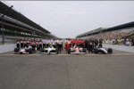 2001: Vier ehemalige Sieger Al Unser Jr., Buddy Lazier, Arie Luyendyk und Eddie Cheever (von links nach rechts)