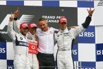 Nick Heidfeld (BMW Sauber F1 Team), Lewis Hamilton, Martin Whitmarsh (Geschäftsführer) (McLaren-Mercedes) und Alexander Wurz (Williams) 