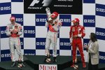 Fernando Alonso, Lewis Hamilton (McLaren-Mercedes) und Felipe Massa (Ferrari) 