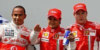 Lewis Hamilton, Felipe Massa und Kimi Räikkönen