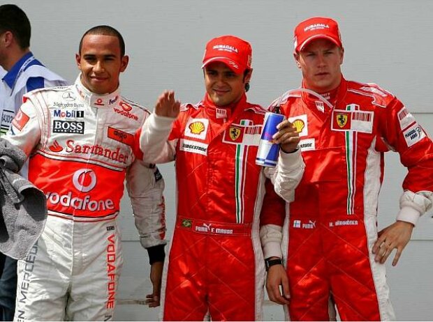 Titel-Bild zur News: Lewis Hamilton, Felipe Massa und Kimi Räikkönen