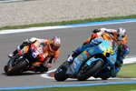 Chris Vermeulen (Suzuki) vor  Nicky Hayden und Daniel Pedrosa (Honda)