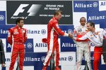 Felipe Massa, Kimi Räikkönen (Ferrari) und Lewis Hamilton (McLaren-Mercedes) 