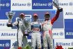 Kohei Hirate (Trident), Javier Villa (Racing Engineering) und Kazuki Nakajima (DAMS) 