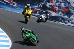  Randy De Puniet vor Makoto Tamada und Shinya Nakano