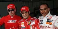 Kimi Räikkönen, Felipe Massa und Lewis Hamilton