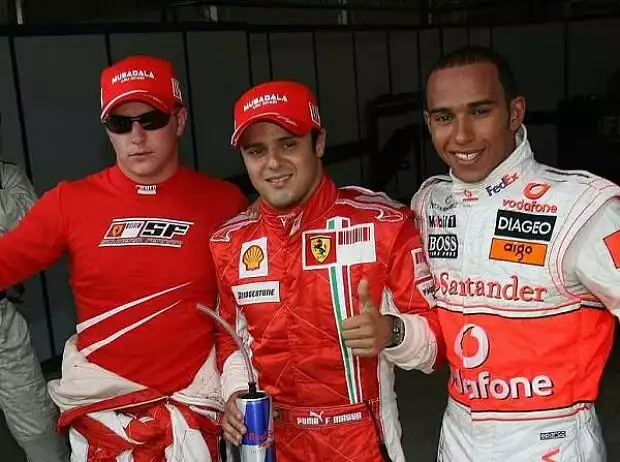 Kimi Räikkönen, Felipe Massa und Lewis Hamilton Titel-Bild zur News: Kimi Räikkönen, Felipe Massa und Lewis Hamilton