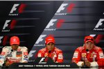 Lewis Hamilton (McLaren-Mercedes), Felipe Massa und Kimi Räikkönen (Ferrari)