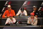 Oben: Adrian Sutil (Spyker), Robert Kubica (BMW Sauber F1 Team) und Nico Rosberg (Williams), unten: Felipe Massa (Ferrari) und Fernando Alonso (McLaren-Mercedes) 