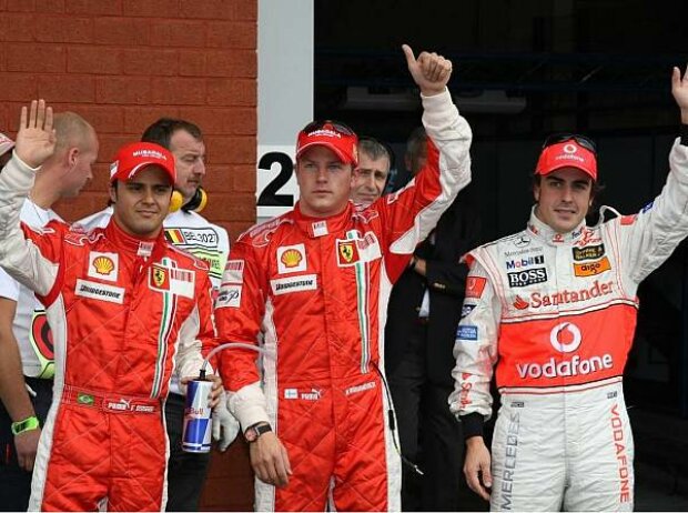 Titel-Bild zur News: Felipe Massa, Kimi Räikkönen und Fernando Alonso