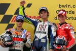 Daniel Pedrosa (Honda), Valentino Rossi (Yamaha) und Casey Stoner (Ducati) 