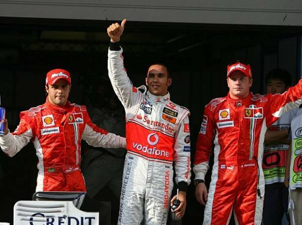 Titel-Bild zur News: Felipe Massa, Lewis Hamilton und Kimi Räikkönen