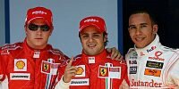Kimi Räikkönen, Felipe Massa und Lewis Hamilton