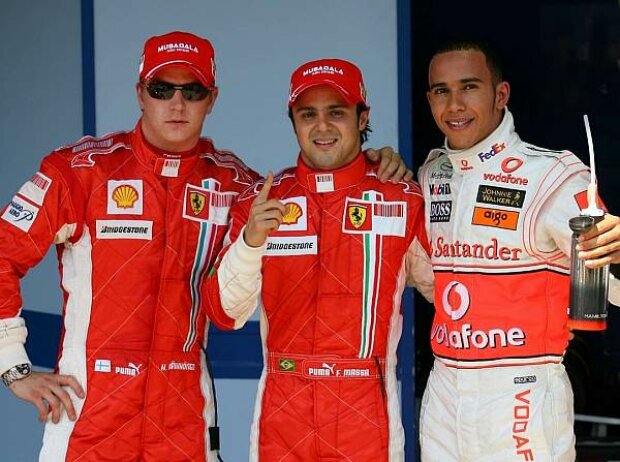 Titel-Bild zur News: Kimi Räikkönen, Felipe Massa und Lewis Hamilton