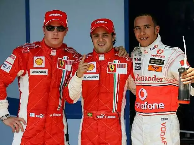 Kimi Räikkönen, Felipe Massa und Lewis Hamilton Titel-Bild zur News: Kimi Räikkönen, Felipe Massa und Lewis Hamilton