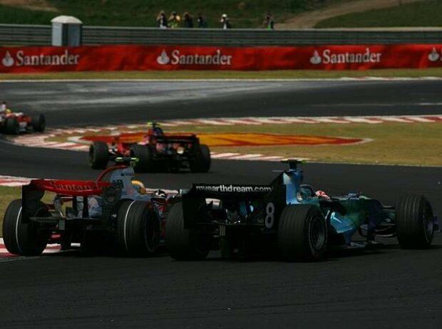 Lewis Hamilton und Rubens Barrichello