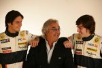Nelson Piquet Jr., Flavio Briatore (Teamchef) und Fernando Alonso (Renault) 
