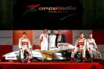 Giancarlo Fisichella, Michiel Mol (Formel-1-Projektdirektor), Vijay Mallya (Teameigentümer), Jan Mol, Adrian Sutil und Vitantonio Liuzzi (Force India) 