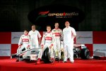 Giancarlo Fisichella, Vijay Mallya (Teameigentümer), Adrian Sutil, Vitantonio Liuzzi und Colin Kolles (Teamchef) (Force India) 