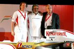 Michiel Mol (Formel-1-Projektdirektor), Vijay Mallya (Teameigentümer) und Jan Mol (Force India) 