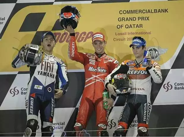 Jorge Lorenzo, Casey Stoner und Daniel Pedrosa Titel-Bild zur News: Jorge Lorenzo, Casey Stoner und Daniel Pedrosa