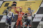 Podium: Jorge Lorenzo, Casey Stoner und