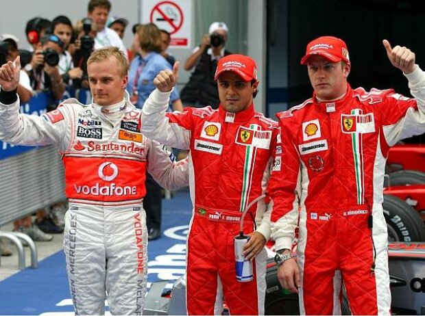 Titel-Bild zur News: Heikki Kovalainen, Felipe Massa und Kimi Räikkönen