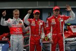 Heikki Kovalainen (McLaren-Mercedes), Felipe Massa und Kimi Räikkönen (Ferrari) 