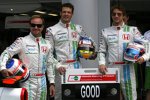 Rubens Barrichello, Alexander Wurz und Jenson Button (Honda F1 Team) 