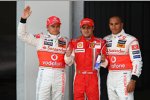 Heikki Kovalainen (McLaren-Mercedes), Felipe Massa (Ferrari) und Lewis Hamilton (McLaren-Mercedes)