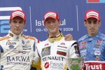 Vitaly Petrov(Campos), Romain Grosjean (ART) und Sebastien Buemi (Arden)  