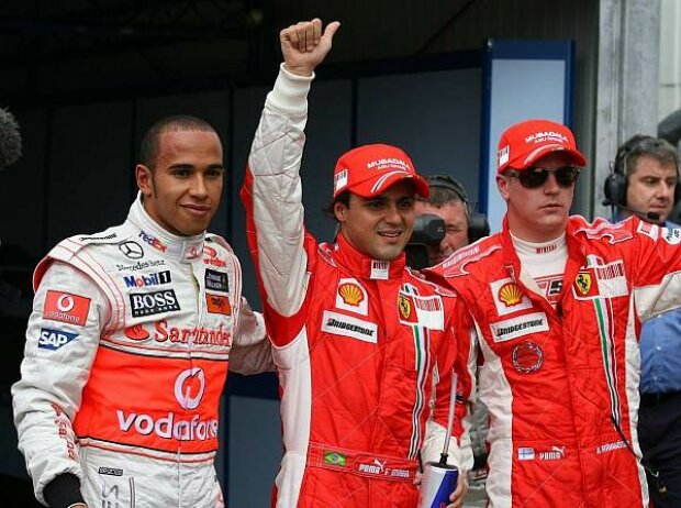 Titel-Bild zur News: Lewis Hamilton, Felipe Massa und Kimi Räikkönen