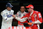 Robert Kubica (BMW Sauber F1 Team), Lewis Hamilton (McLaren-Mercedes) und Kimi Räikkönen (Ferrari) 