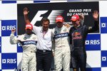 Nick Heidfeld, Mario Theissen (BMW Motorsport Direktor), Robert Kubica (BMW Sauber F1 Team) und David Coulthard (Red Bull) 