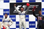 Nick Heidfeld, Robert Kubica (BMW Sauber F1 Team) und David Coulthard (Red Bull) 