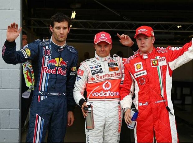 Titel-Bild zur News: Mark Webber, Heikki Kovalainen und Kimi Räikkönen