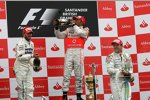 Nick Heidfeld (BMW Sauber F1 Team), Lewis Hamilton (McLaren-Mercedes) und Rubens Barrichello (Honda F1 Team) 