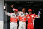 Heikki Kovalainen, Lewis Hamilton (McLaren-Mercedes) und Felipe Massa (Ferrari) 