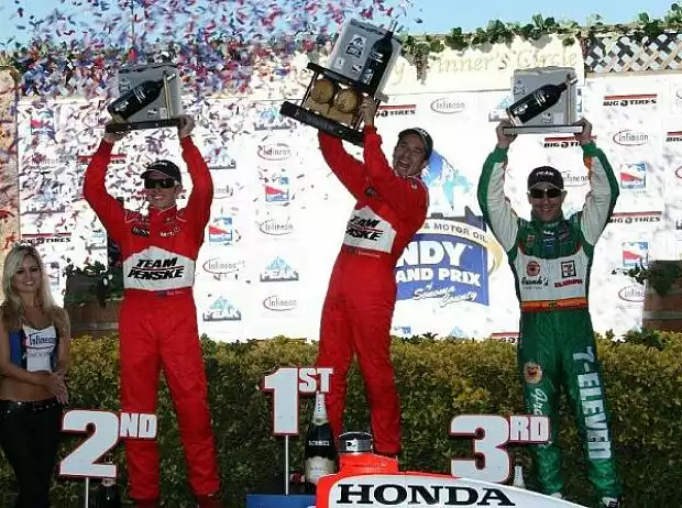 Ryan Briscoe Helio Castroneves Tony Kanaan Titel-Bild zur News: Ryan Briscoe Helio Castroneves Tony Kanaan