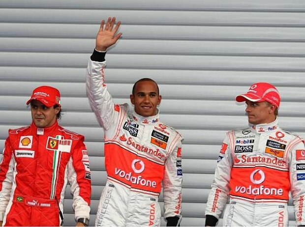 Titel-Bild zur News: Felipe Massa, Lewis Hamilton und Heikki Kovalainen