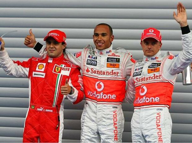 Titel-Bild zur News: Felipe Massa, Lewis Hamilton und Heikki Kovalainen
