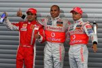 Felipe Massa (Ferrari), Lewis Hamilton und Heikki Kovalainen (McLaren-Mercedes) 