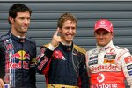 Mark Webber (Red Bull), Sebastian Vettel (Toro Rosso) und Heikki Kovalainen (McLaren-Mercedes) 