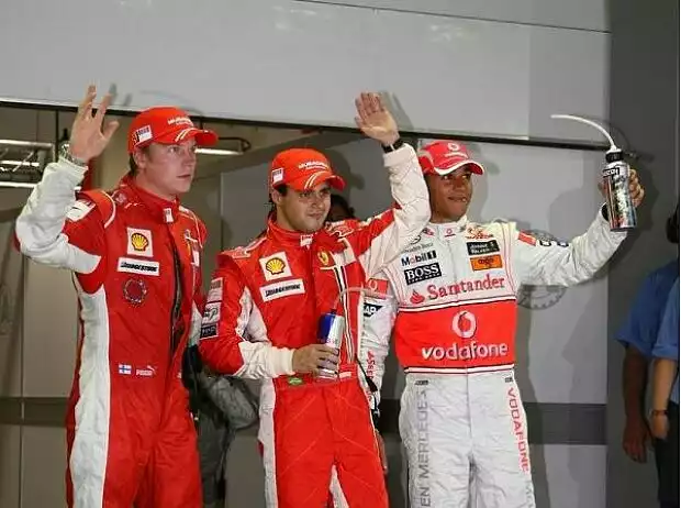 Titel-Bild zur News: Kimi Räikkönen, Felipe Massa und Lewis Hamilton